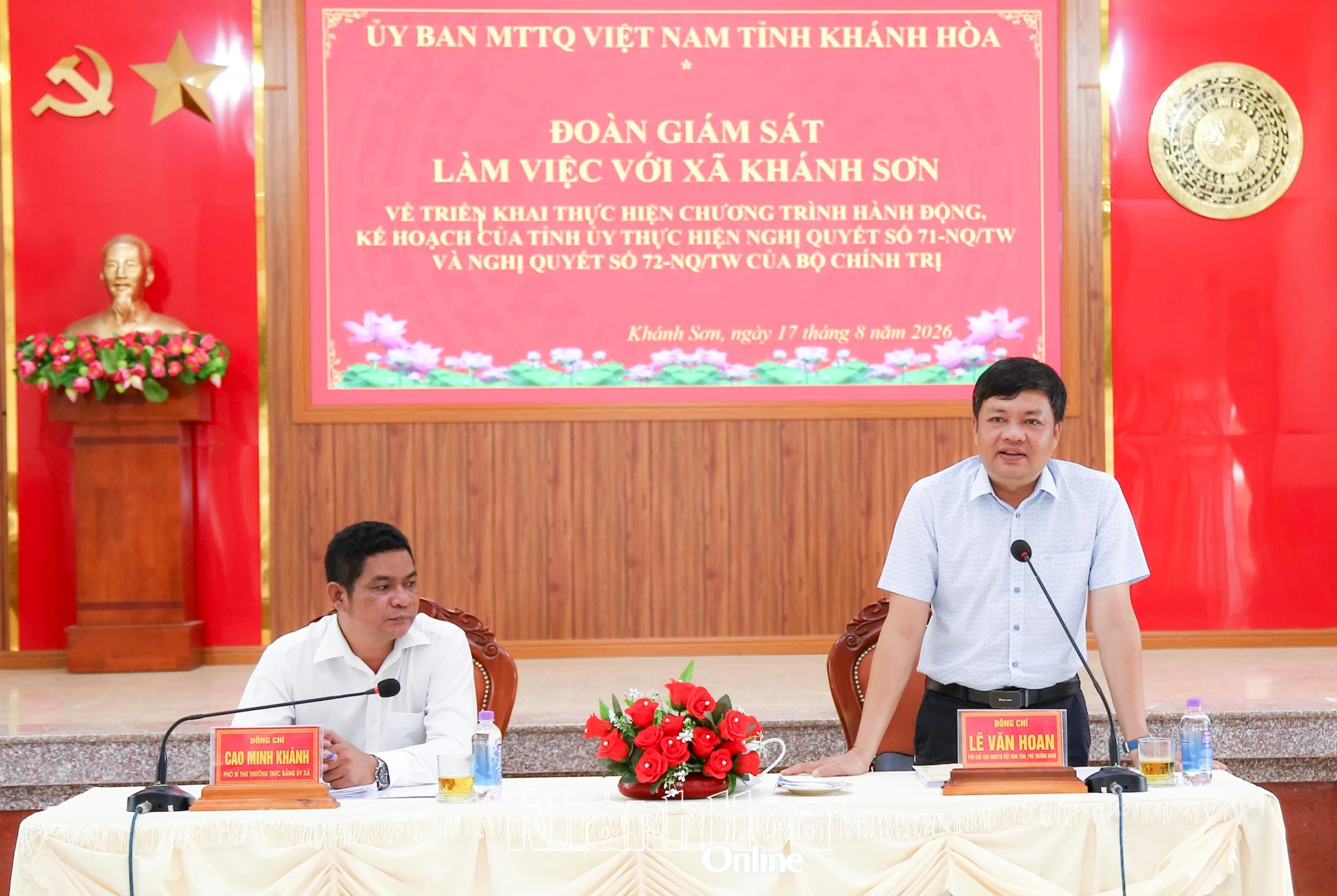 Ông Lê Văn Hoan - Phó Chủ tịch Ủy ban MTTQ Việt Nam tỉnh phát biểu tại buổi làm việc