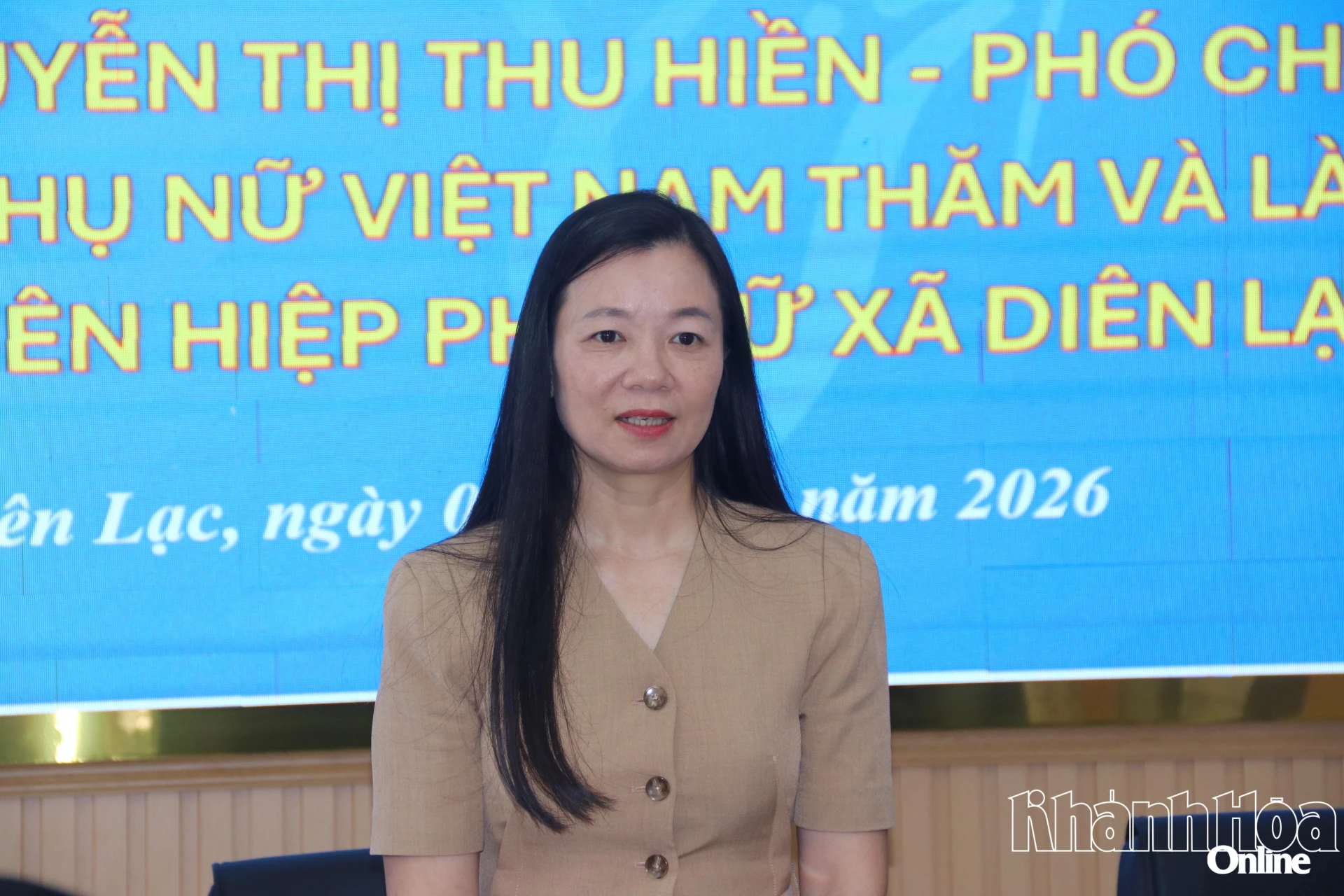 Đồng chí Nguyễn Thị Thu Hiền phát biểu tại buổi làm việc.
