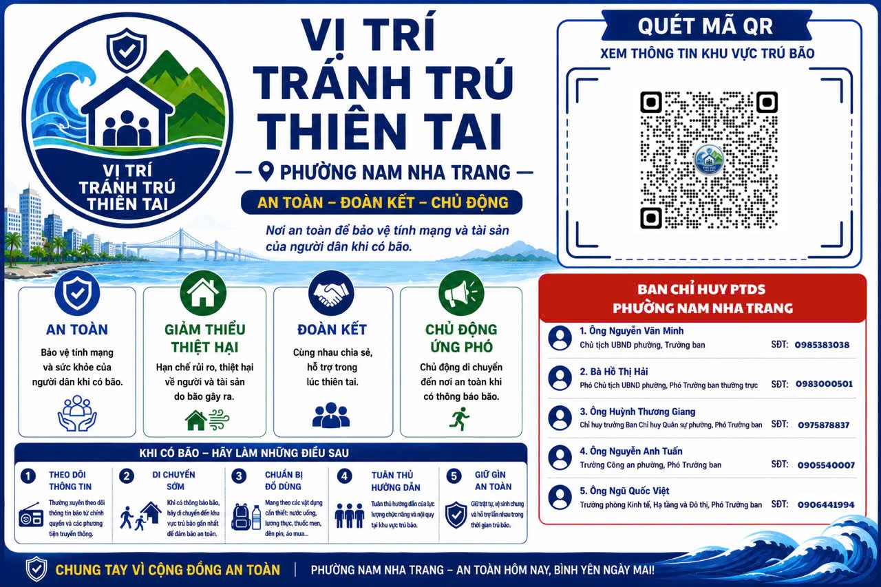 Tờ rơi tránh trú thiên tai được thiết kế trực quan, dễ hiểu.