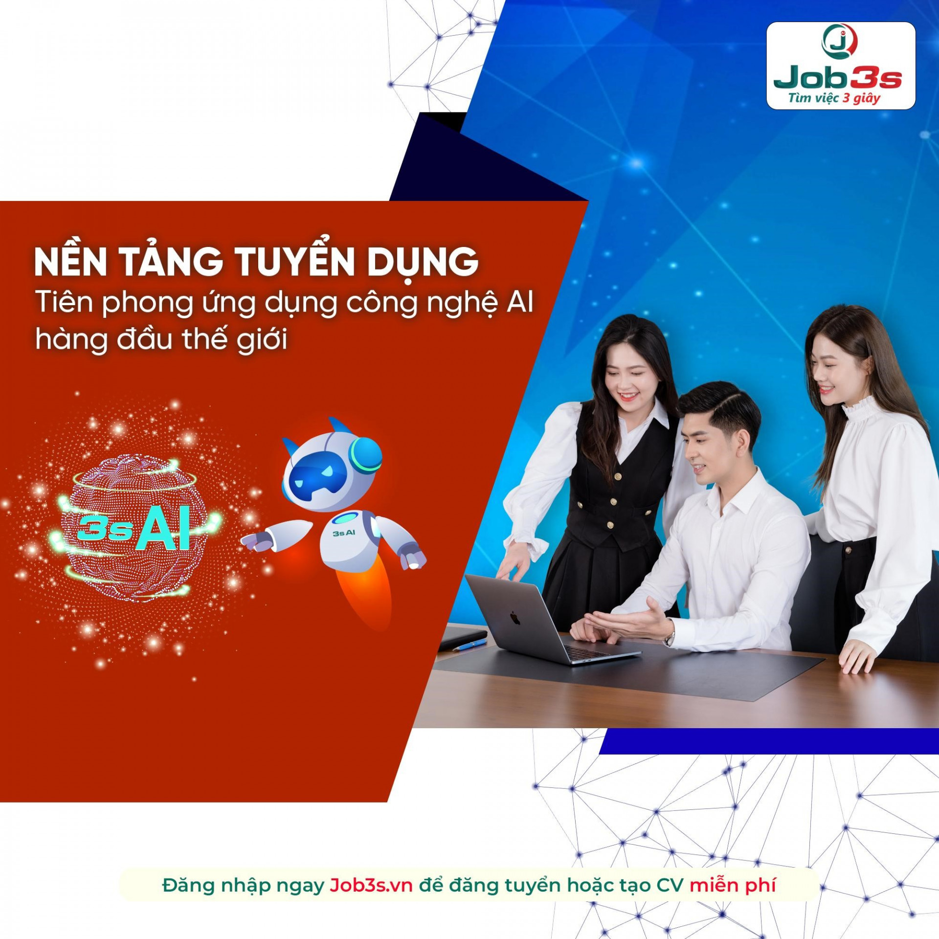 Job3s là nền tảng tuyển dụng tiên phong ứng dụng công nghệ AI trên thế giới