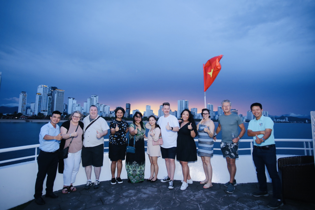 Australian travel agencies experienced cruise tour on Nha Trang Bay during the FAM trip in Khanh Hoa at the end of May 2023
