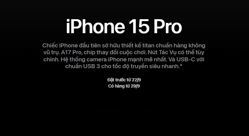 iPhone 15 mở bán tại Việt Nam chính thức 29/9. Ảnh: Apple