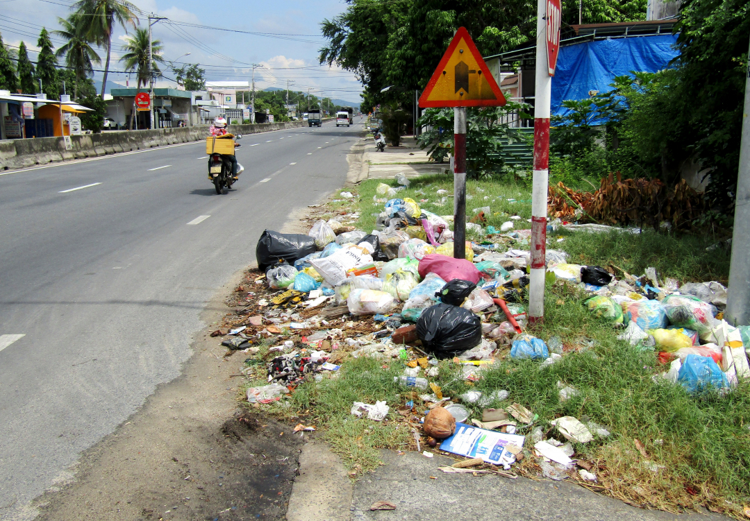 Đổ rác bừa bãi bên đường