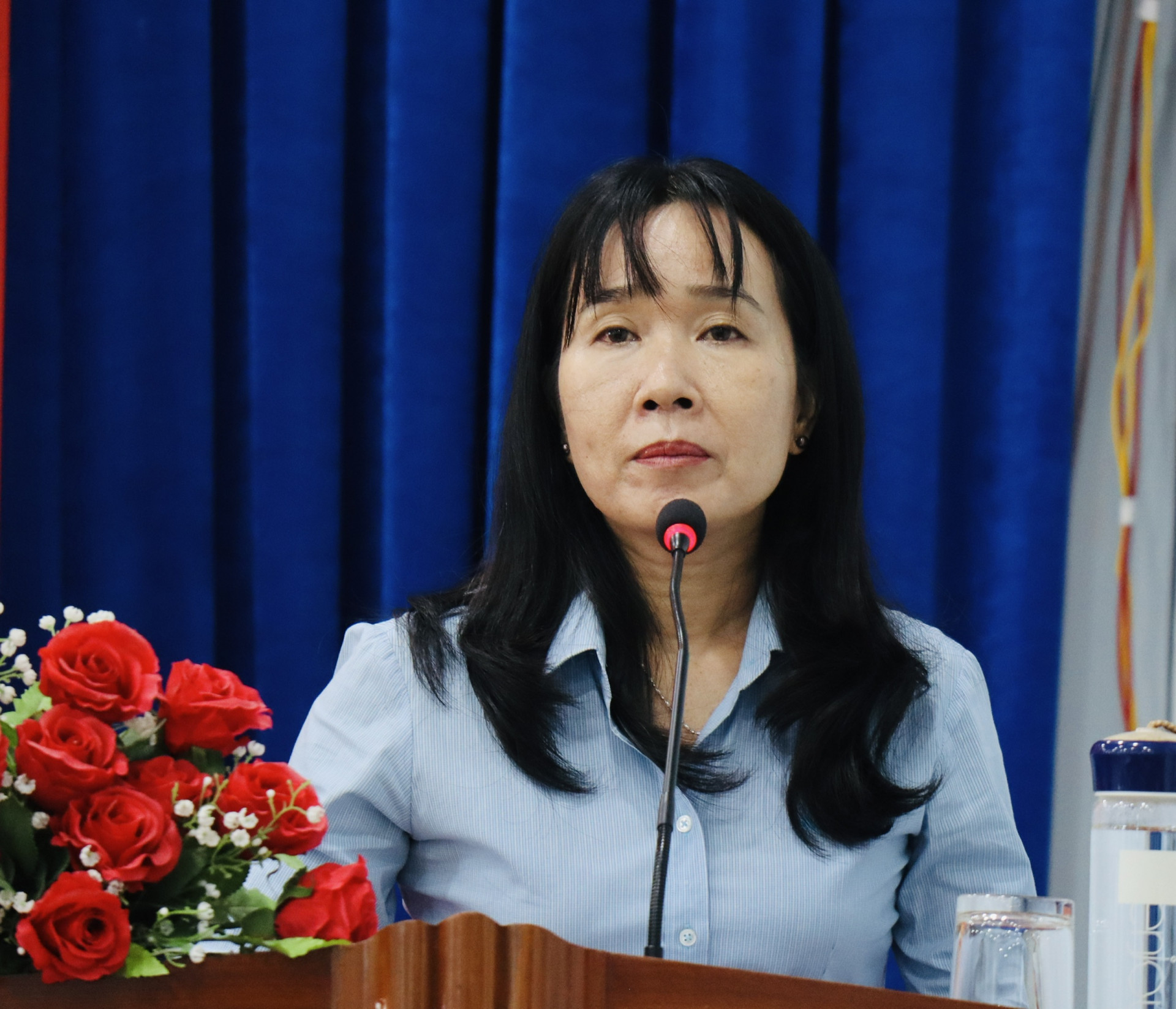 Đồng chí Nguyễn Thị Bích Liên - Phó Bí thư thường trực Đảng ủy Khối phát biểu khai mạc