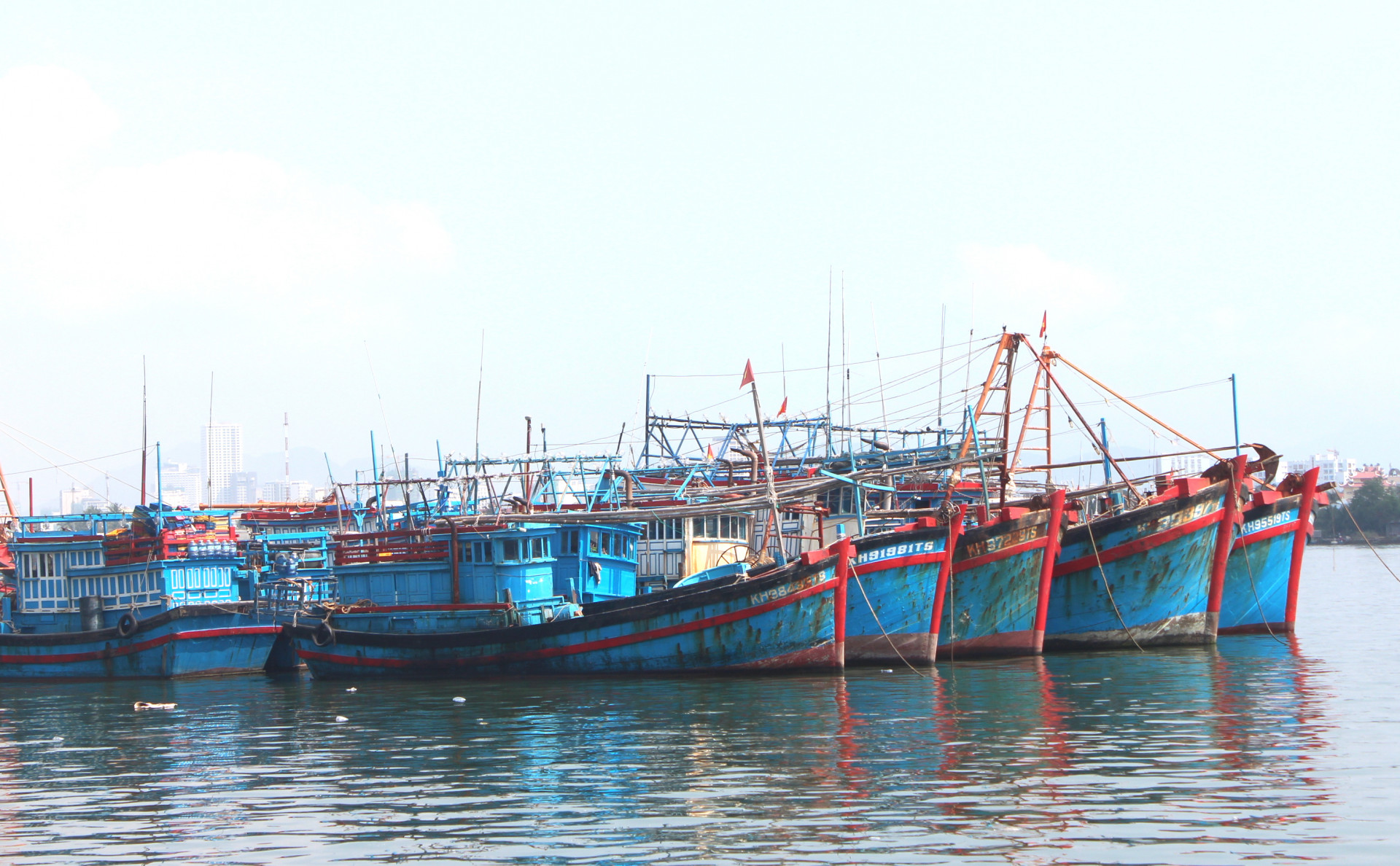 Tàu cá neo đậu tại vùng nước cảng Hòn Rớ
