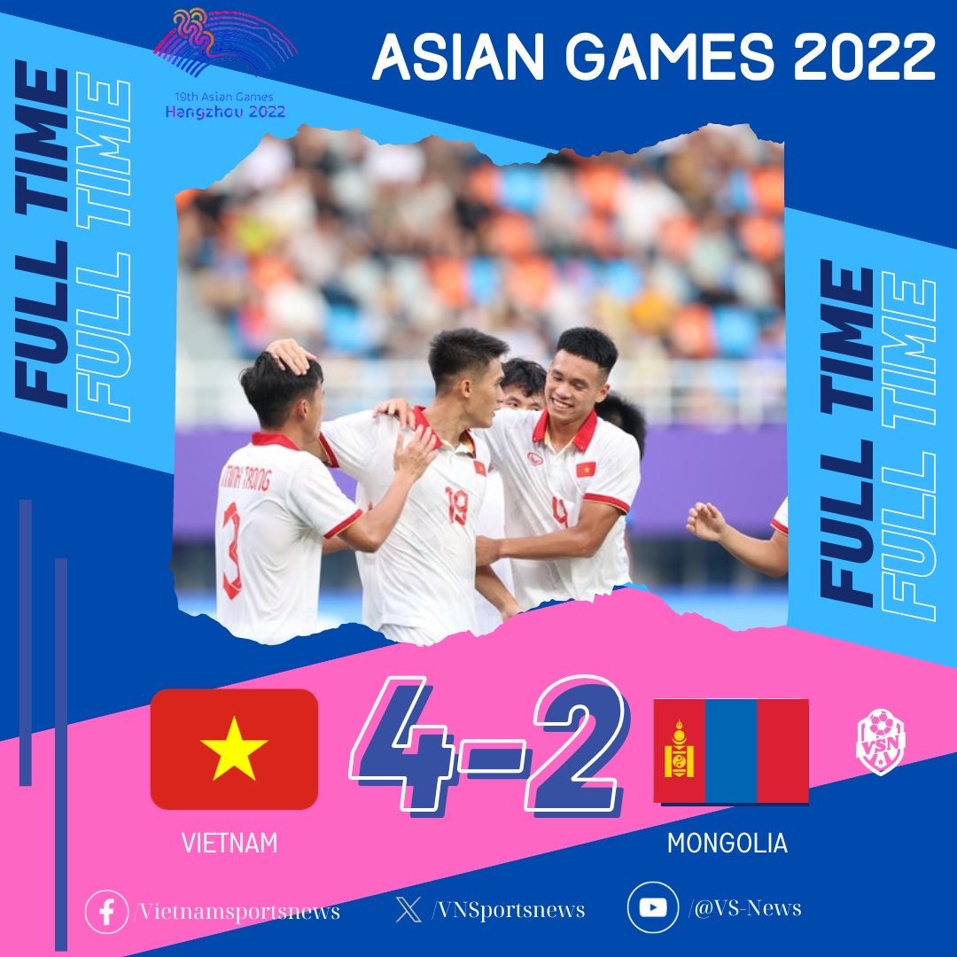 Olympic Việt Nam giành trọn 3 điểm trong trận ra quân bảng B ASIAD 19. (Nguồn: Vietnam Sport)