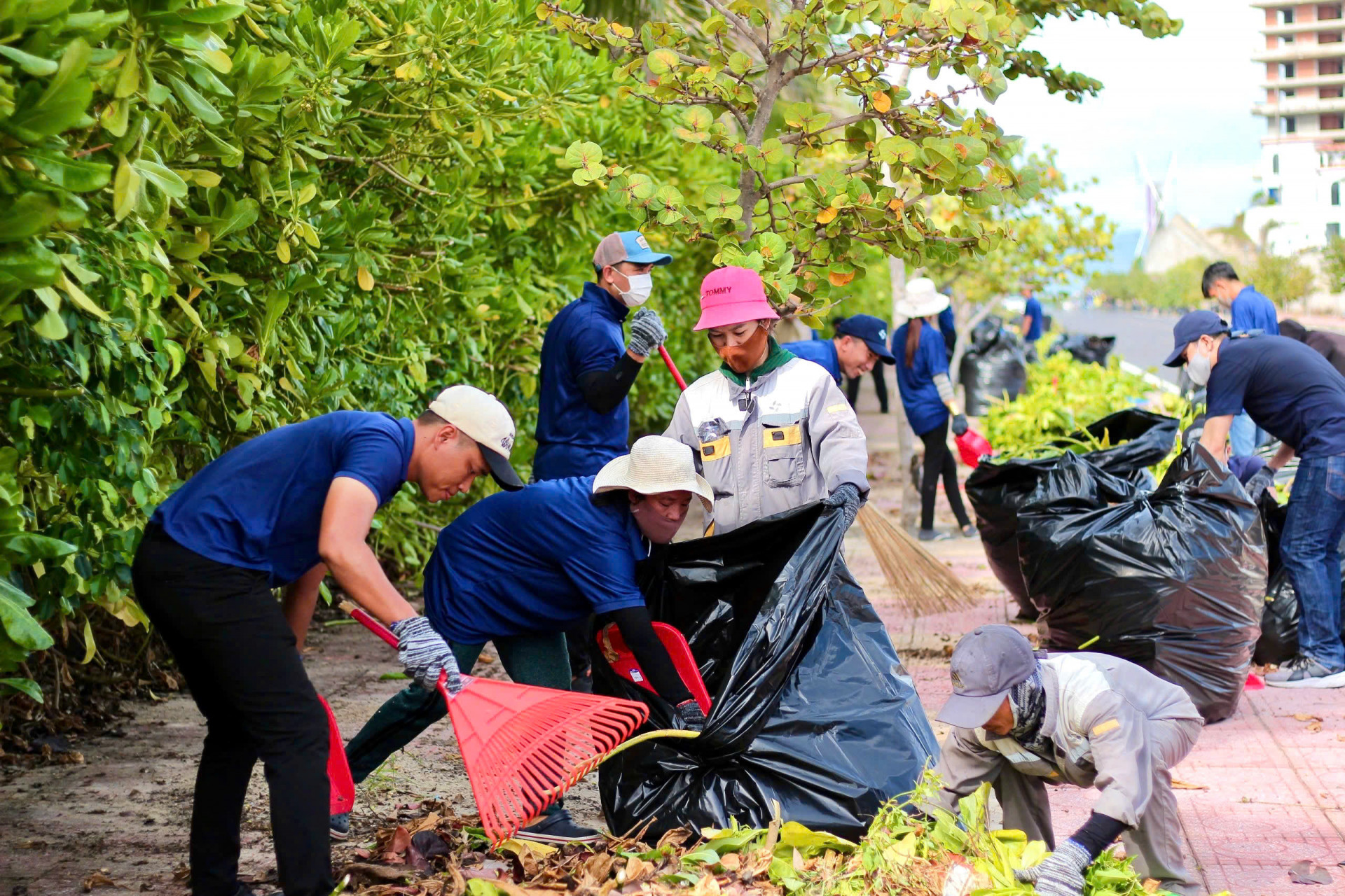 Staff of a resort cleaning environment