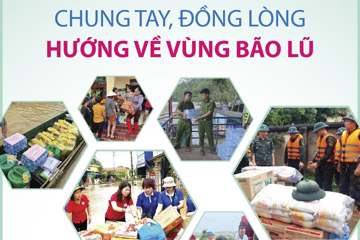 Chung tay, đồng lòng hướng về vùng bão lũ