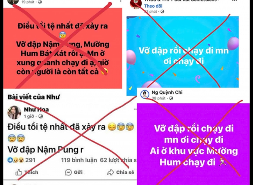 Một số trang fecebook đăng thông tin vỡ đập không đúng sự thật. 

