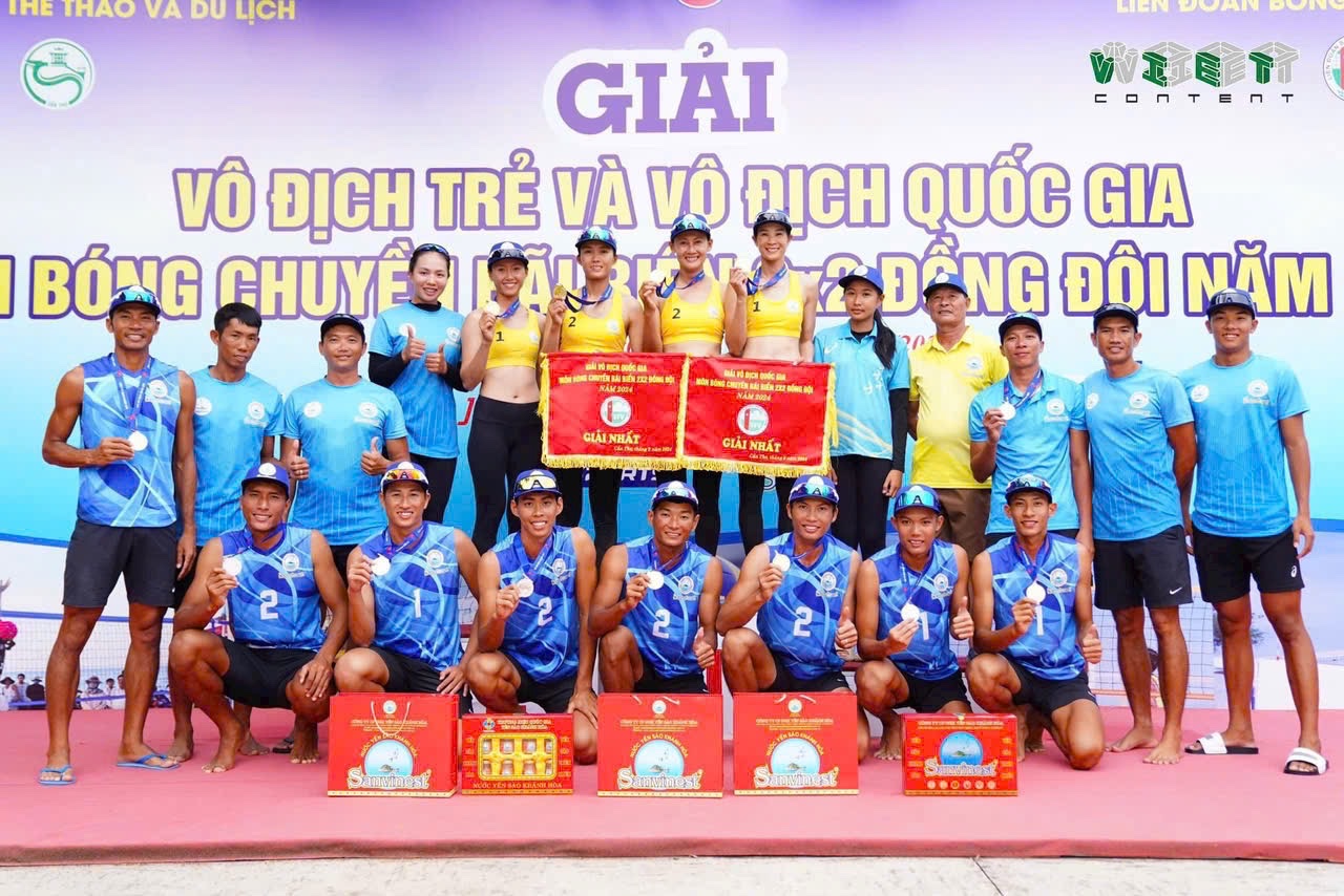 Sanvinest Khanh Hoa win men’s and women’s events at the 2024 national 2x2 beach volleyball team championship

