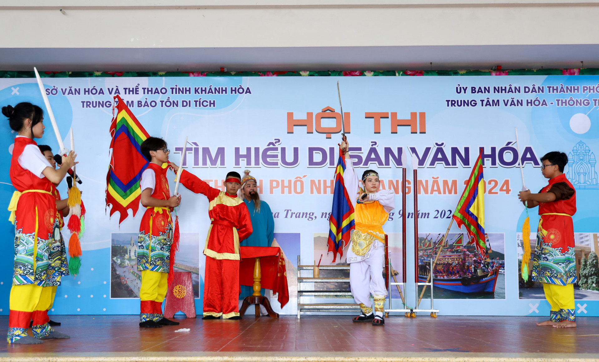 Contestants from Vo Thi Sau Junior High School performing in talent category

