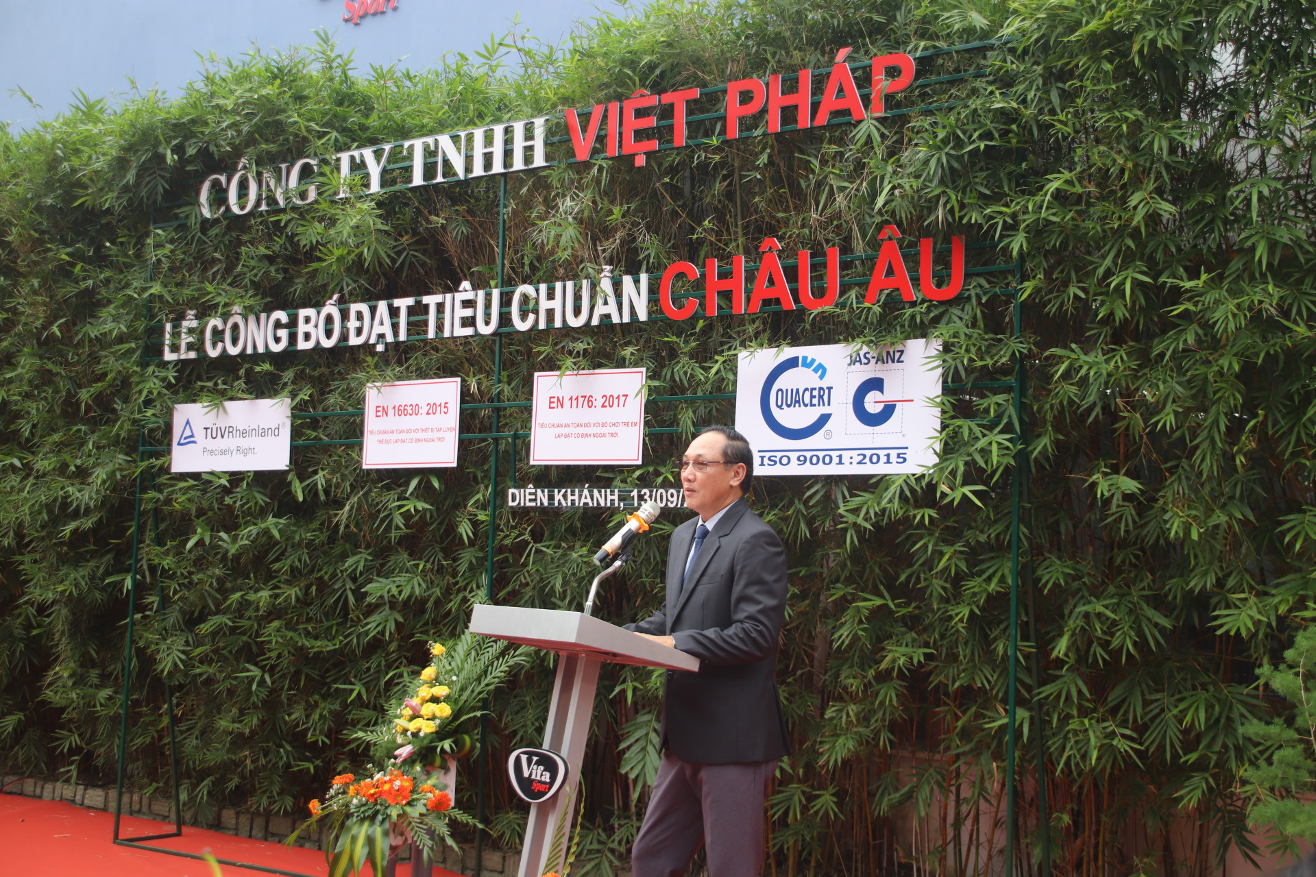 Nguyen Ngoc Tien - General Director of VIFA SPORT spoke at the ceremony.