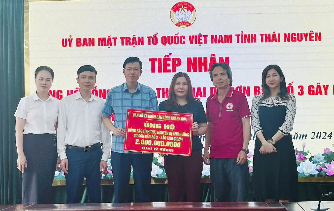 Khánh Hòa hỗ trợ gần 3,2 tỷ đồng và 20 tấn hàng hóa cho tỉnh Thái Nguyên khắc phục thiệt hại do bão