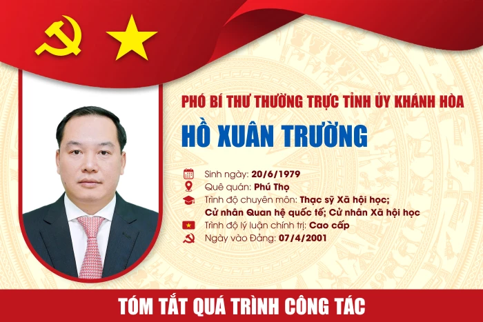 [Infographic] Tóm tắt quá trình công tác của đồng chí Hồ Xuân Trường - Phó Bí thư Thường trực Tỉnh ủy Khánh Hòa