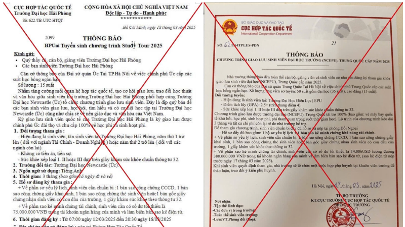 Thông tin giả về học bổng, tài trợ du học.