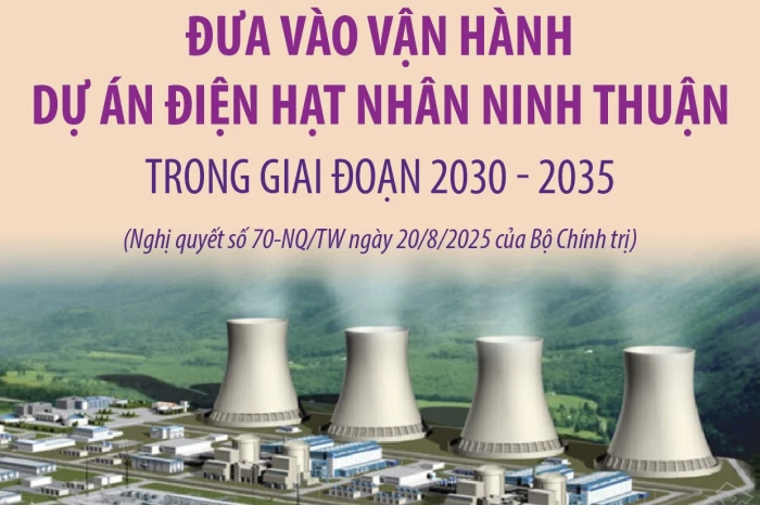 Đưa vào vận hành dự án điện hạt nhân Ninh Thuận trong giai đoạn 2030 - 2035