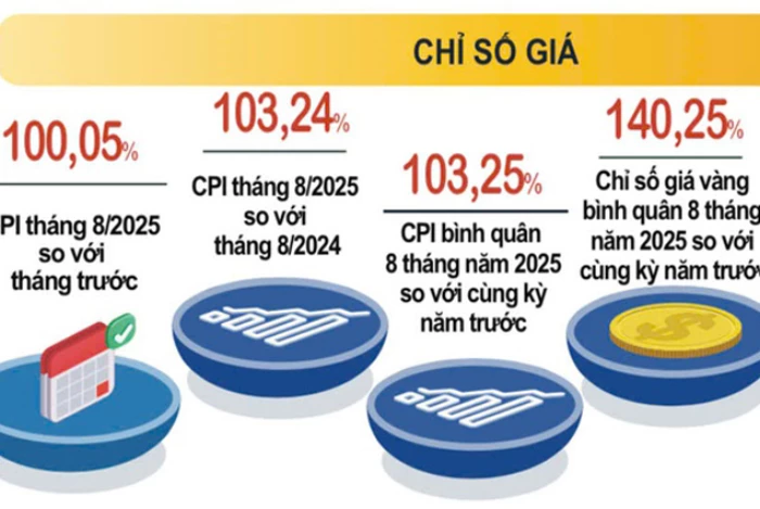 Tháng 8-2025, CPI tăng nhẹ với mức 0,05%