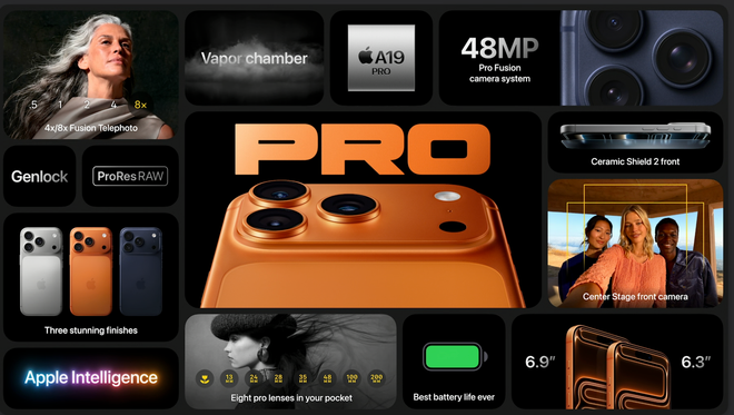 Cấu hình iPhone 17 Pro và 17 Pro Max. (Ảnh chụp màn hình)