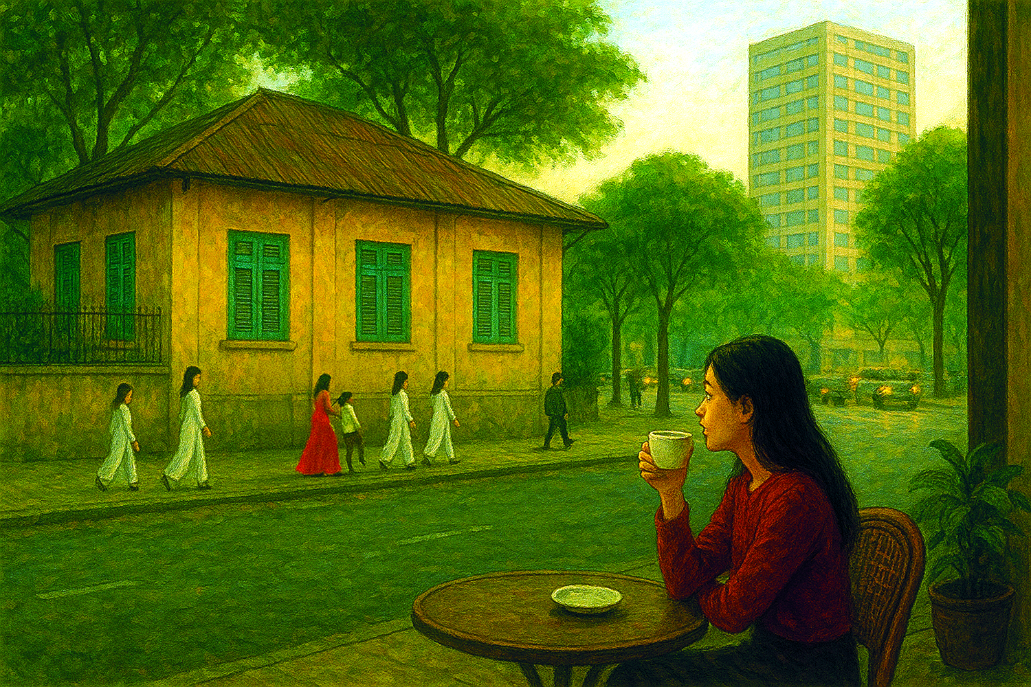 Cà phê gần trường cũ