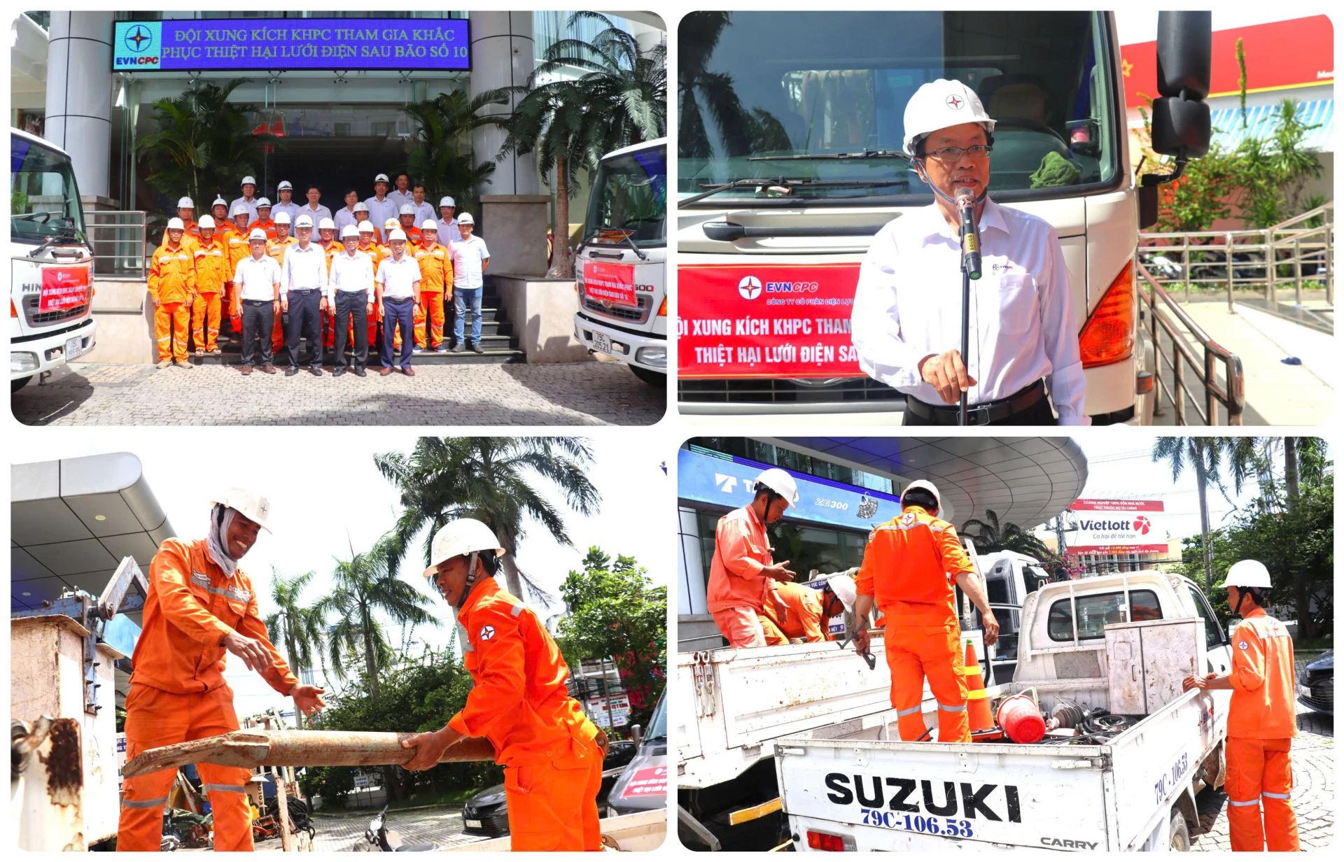 Đội Xung kích của PC Khánh Hòa khẩn trương lên đường thực hiện nhiệm vụ.