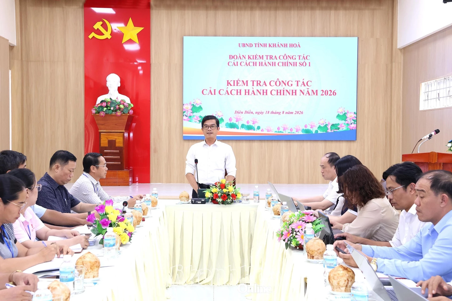 Đoàn kiểm tra số 1 của UBND tỉnh về công tác cải cách hành chính năm 2026 làm việc với UBND xã Diên Điền. MÃ PHƯƠNG
