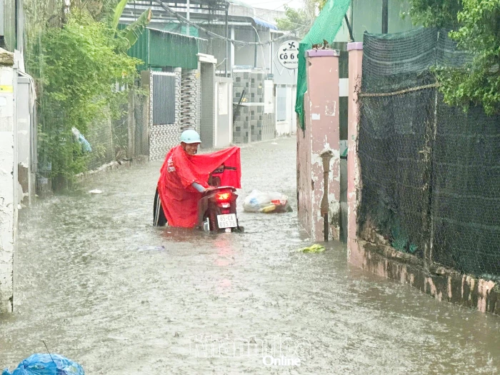 Một số phường khu vực phía nam tỉnh ngập cục bộ do mưa lớn