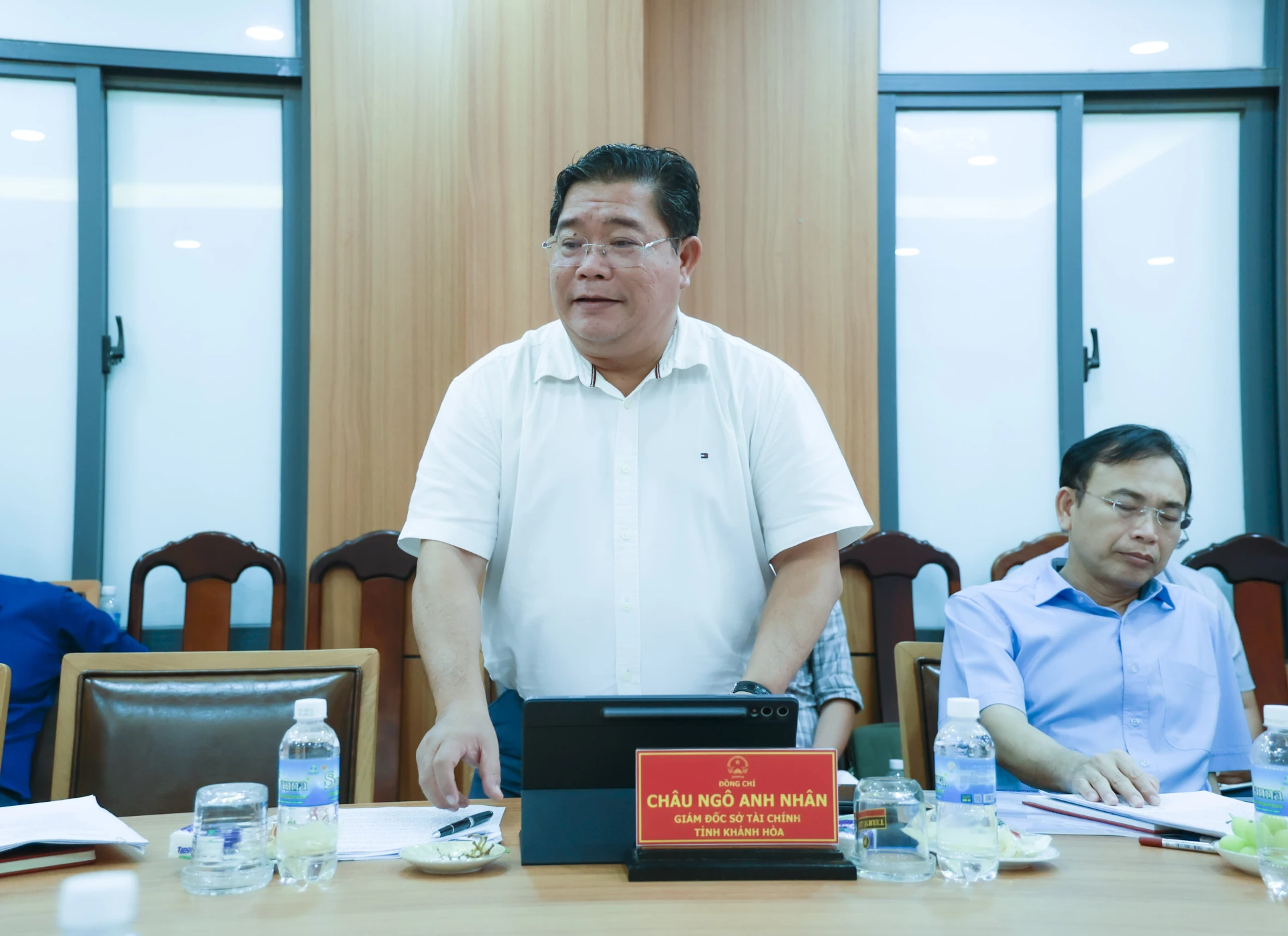 Lãnh đạo Sở Tài chính phát biểu tại cuộc làm việc