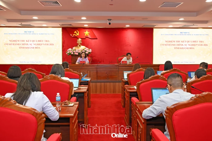 Nghiệm thu kết quả điều tra cơ sở hành chính, sự nghiệp năm 2026 của tỉnh Khánh Hòa