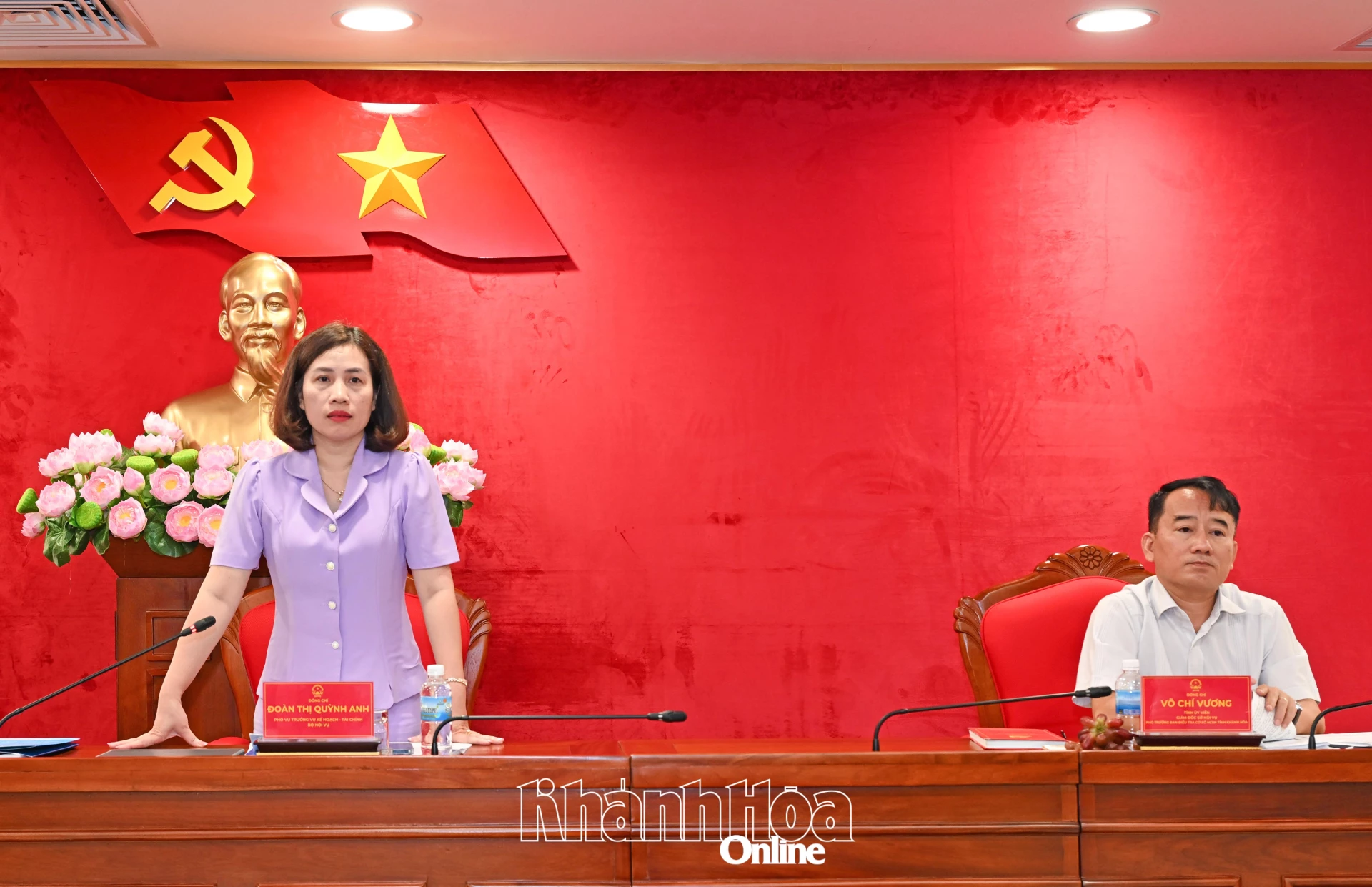 Bà Đoàn Thị Quỳnh Anh phát biểu tại buổi nghiệm thu.