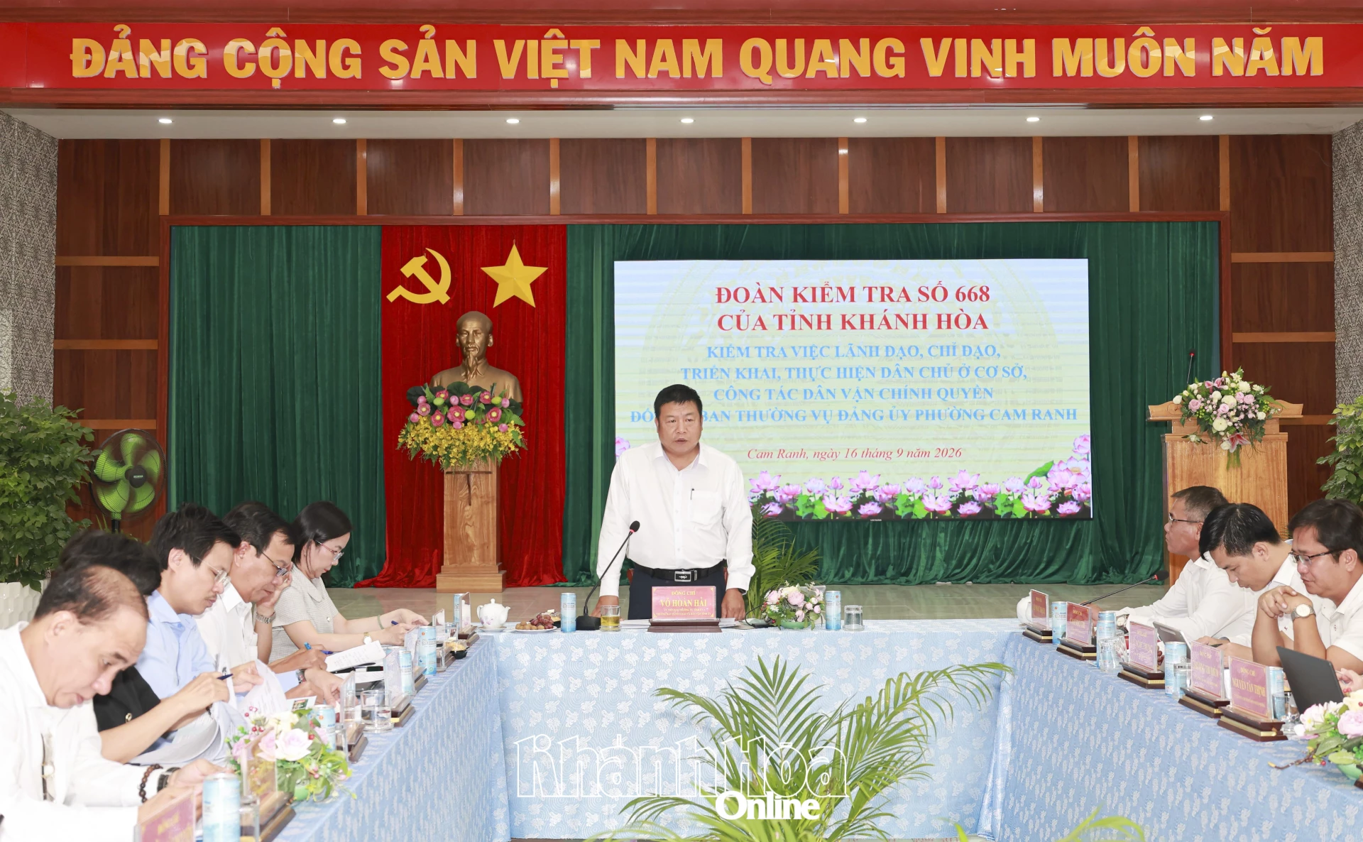 Đồng chí Võ Hoàn Hải phát biểu tại buổi làm việc.