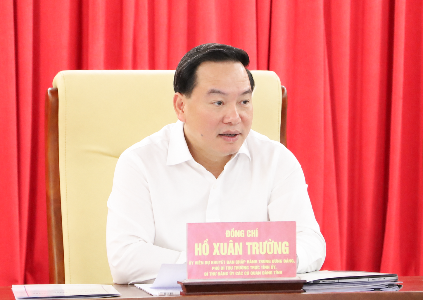 Đồng chí Hồ Xuân Trường phát biểu tại hội nghị.