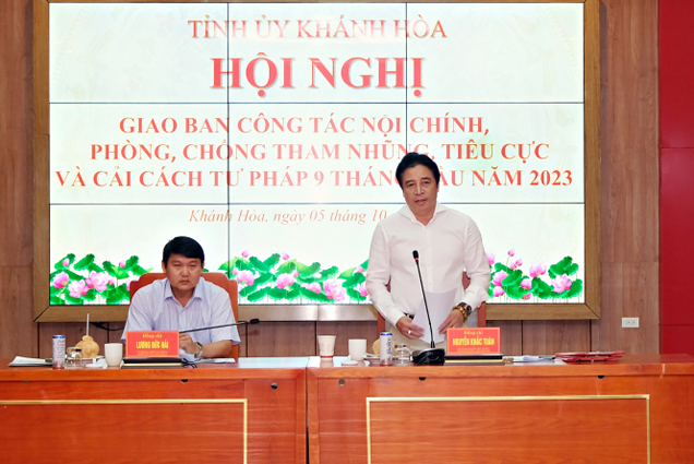 Thường trực Tỉnh ủy Khánh Hòa: Giao ban khối nội chính tỉnh 9 tháng đầu năm