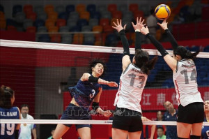 ASIAD 19: Đội tuyển bóng chuyền nữ Việt Nam giành chiến thắng nghẹt thở trước Hàn Quốc