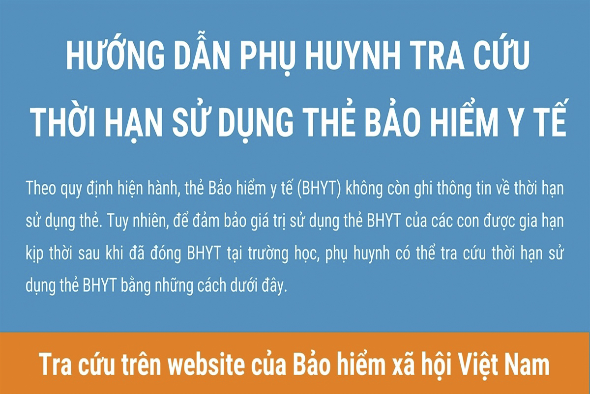 Hướng dẫn phụ huynh tra cứu thời hạn thẻ Bảo hiểm y tế