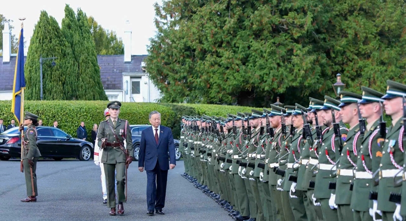 Lễ đón chính thức Tổng Bí thư, Chủ tịch nước Tô Lâm thăm cấp Nhà nước tới Ireland.