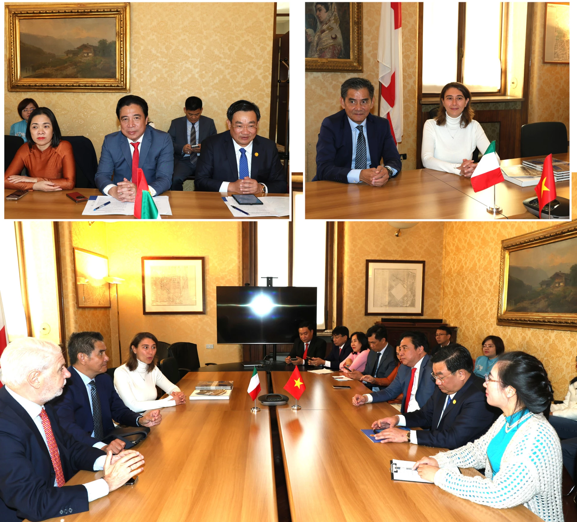 B6: Quang cảnh buổi làm việc Đoàn công tác tỉnh Khánh Hòa với chính quyền thành phố Milan.
