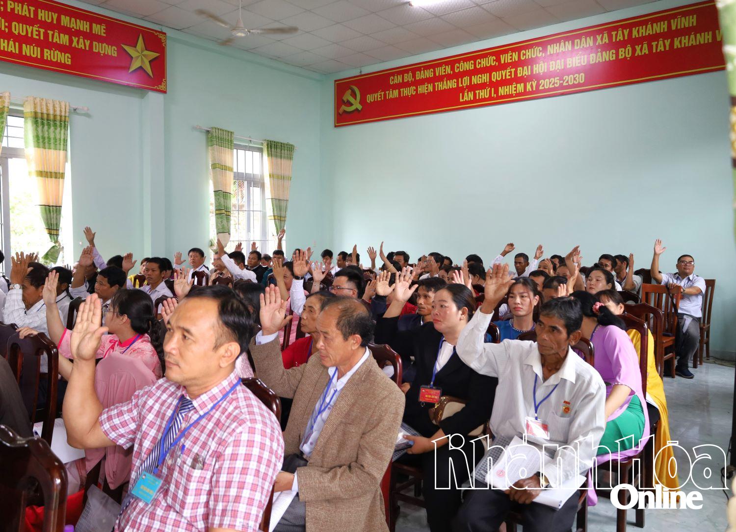 Các đại biểu biểu quyết thông qua nghị quyết đại hội.