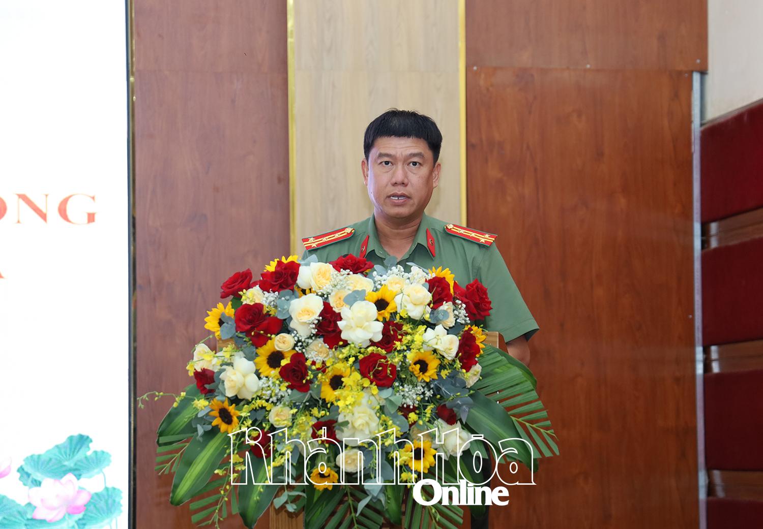 Đại diện Công an tỉnh phát biểu tại hội thảo.