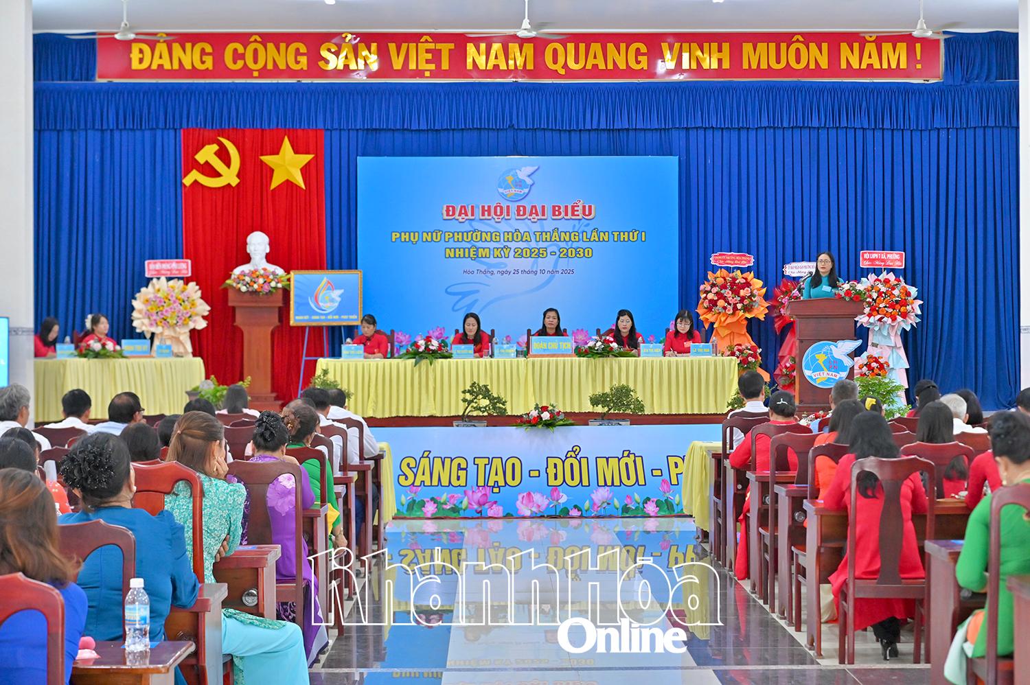 Quang cảnh Đại hội đại biểu Phụ nữ phường Hoà Thắng lần thứ I, nhiệm kỳ 2025-2030.