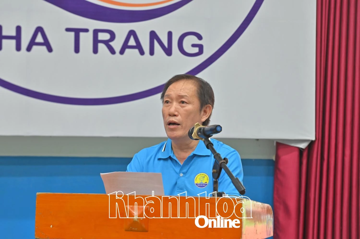 Đồng chí Nguyễn Minh Thái-Phó Trưởng Ban Tuyên giáo và Dân vận Tỉnh uỷ, Phó Ban tổ chức giải phát biểu khai mạc hội thao.