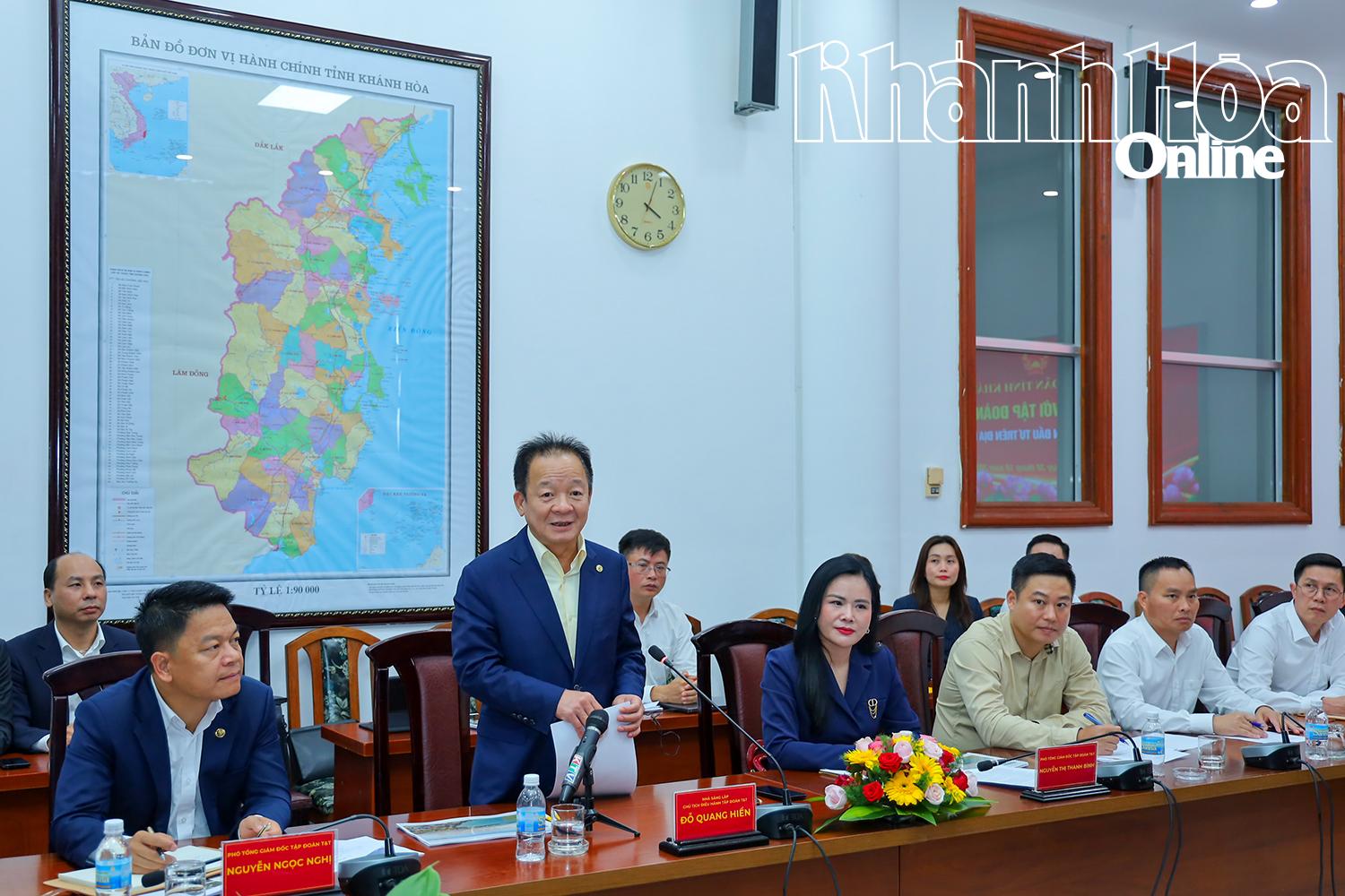 Ông Đỗ Quang Hiển phát biểu tại buổi làm việc.