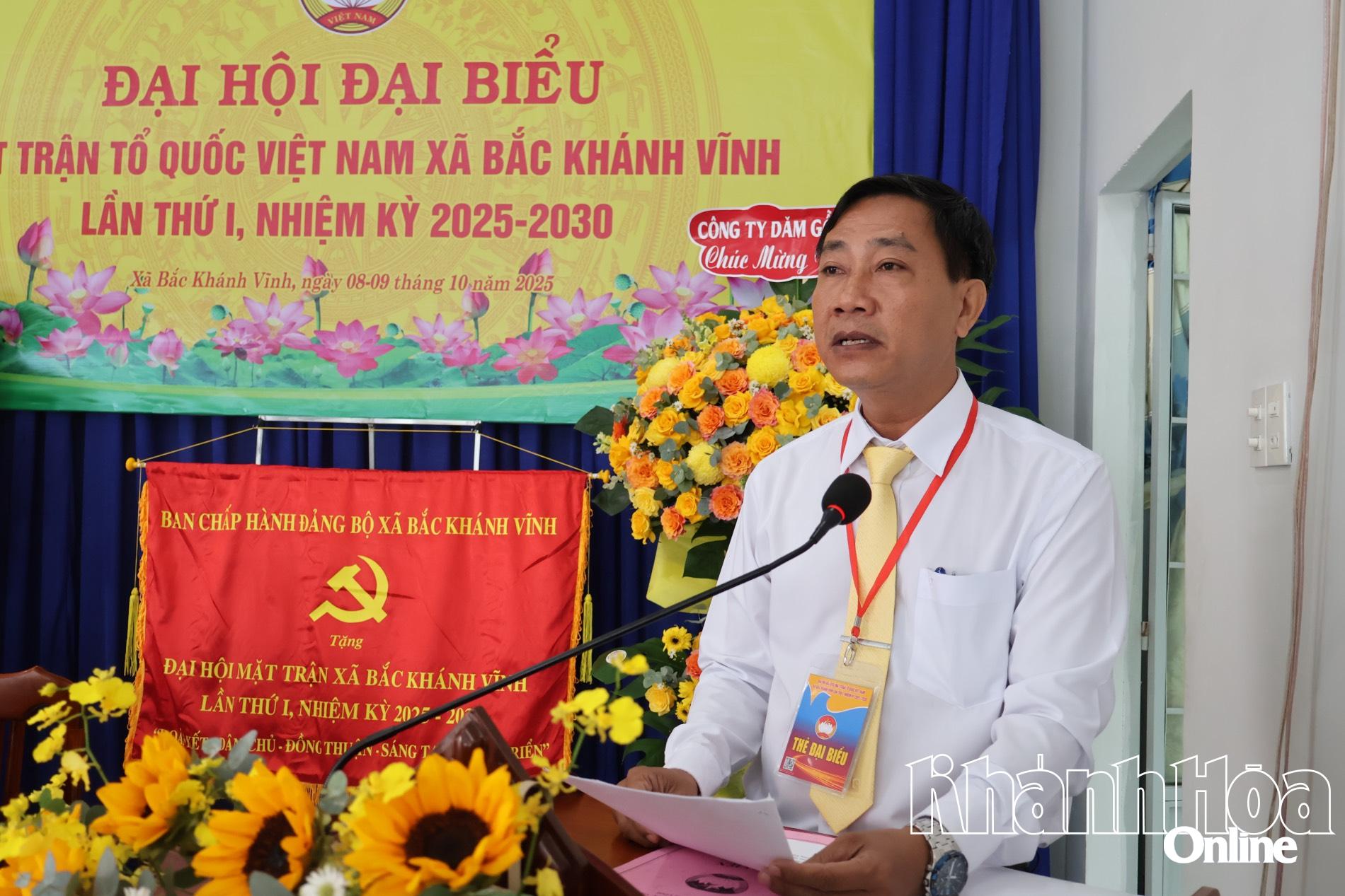 Lãnh đạo xã Bắc Khánh Vĩnh phát biểu tại Đại hội.