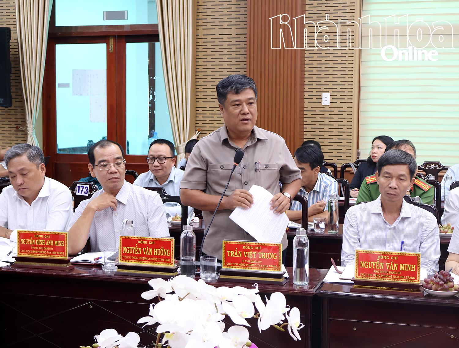 Lãnh đạo phường Tây Nha Trang phát biểu tại buổi làm việc.

