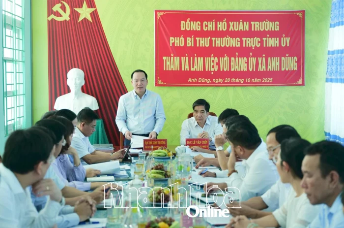 Phó Bí thư Thường trực Tỉnh ủy Hồ Xuân Trường làm việc với Đảng ủy xã Anh Dũng