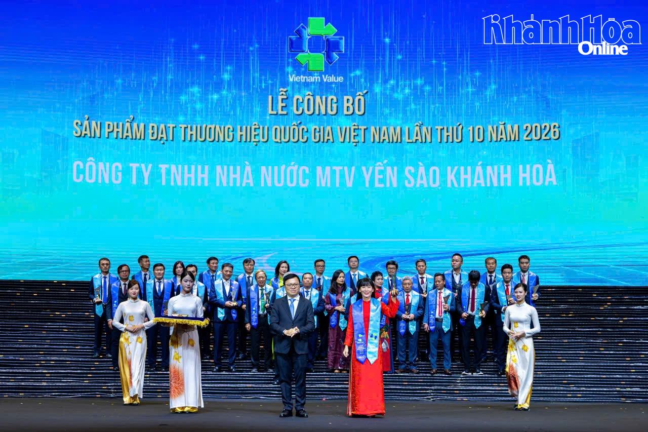 Công ty Yến sào Khánh Hòa nhận Thương hiệu Quốc gia năm 2026.