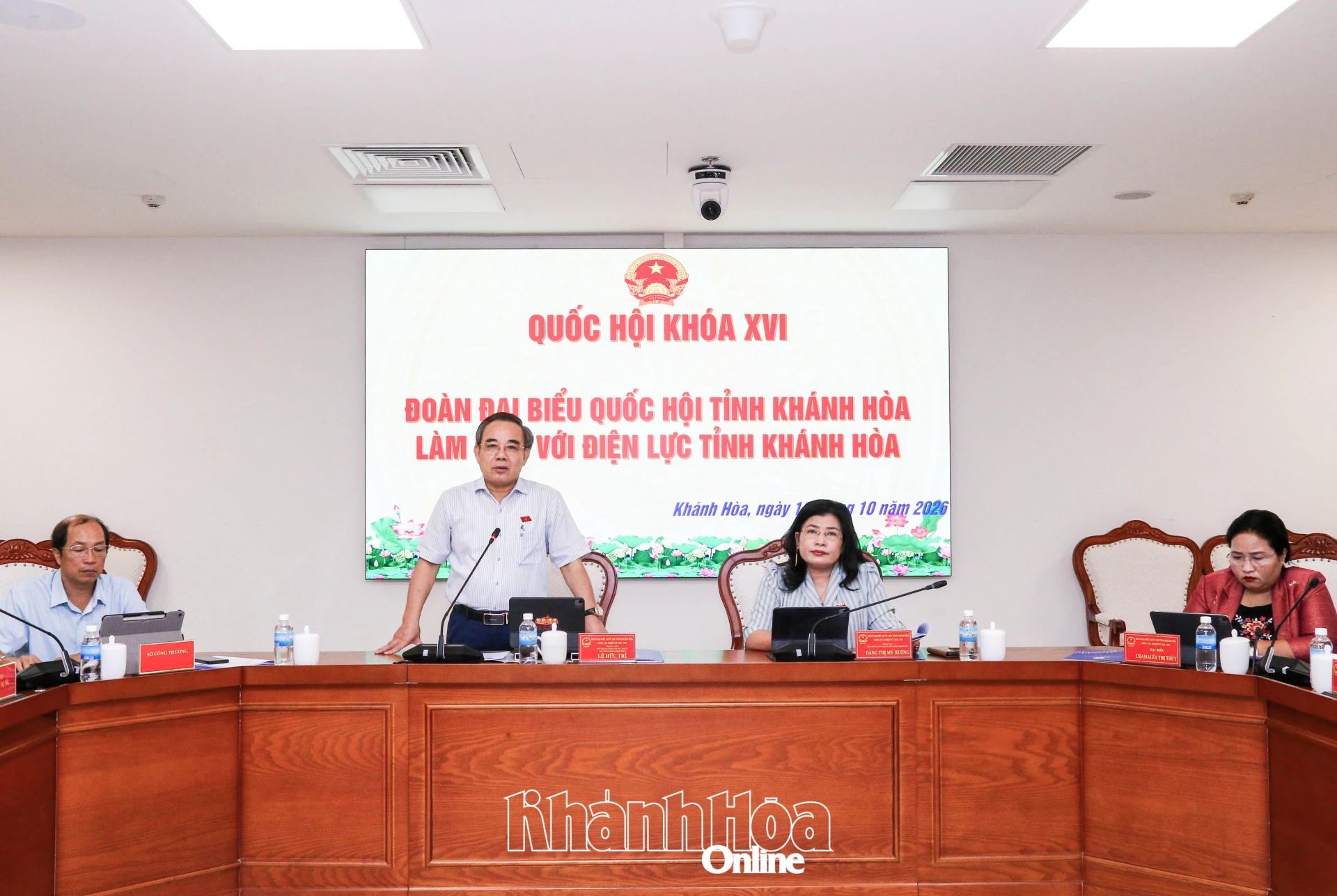 Đồng chí Lê Hữu Trí phát biểu tại buổi làm việc.