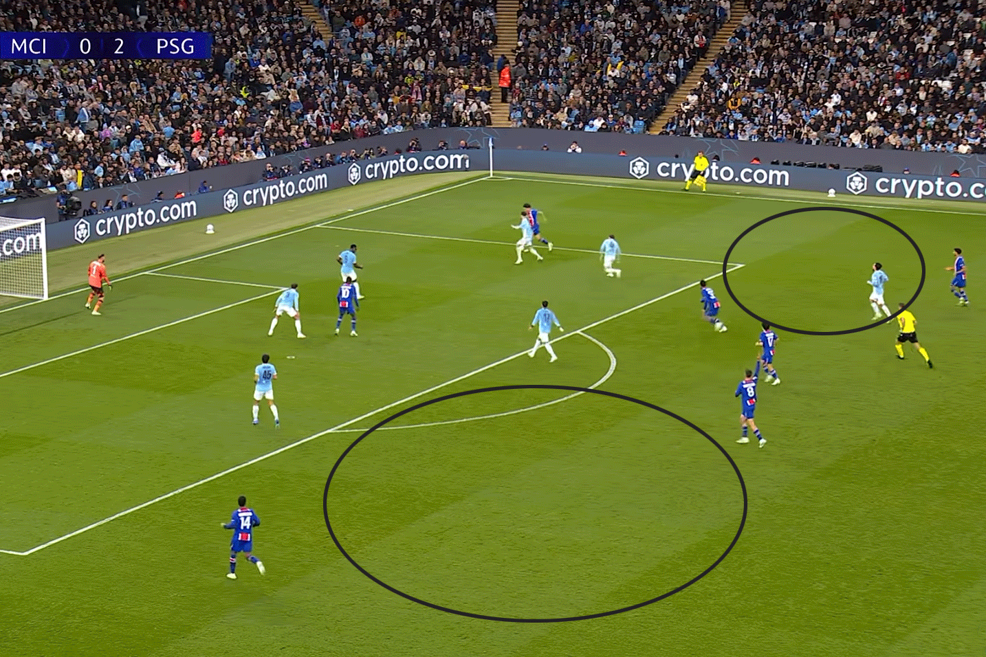 Những khoảng trống mà Manchester City để lộ ra là quá lớn khi đóng góp của Rayan Cherki ở mặt trận hỗ trợ phòng ngự là quá ít.