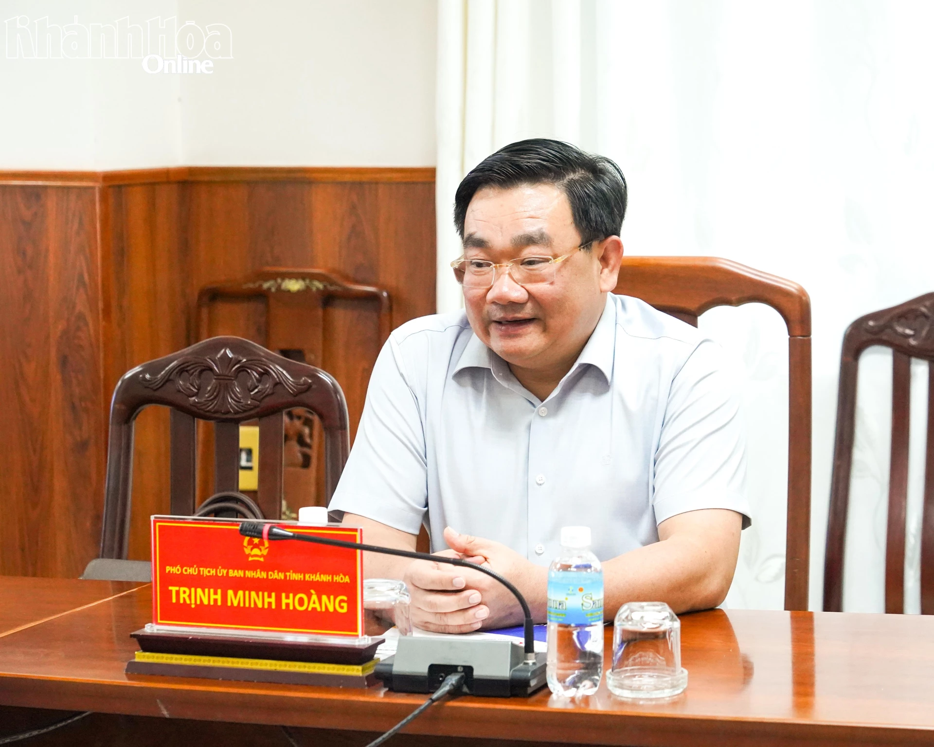 Phó Chủ tịch UBND tỉnh Trịnh Minh Hoàng phát biểu tại buổi làm việc.