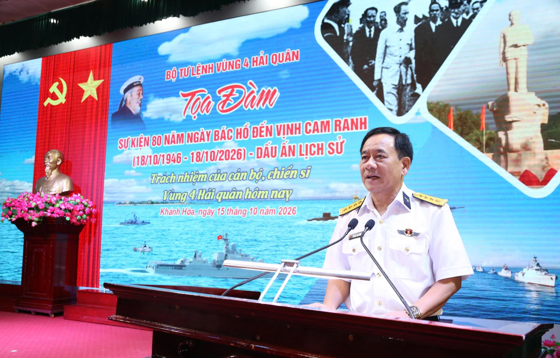 Đại tá Nguyễn Hữu Minh phát biểu tại buổi tọa đàm.