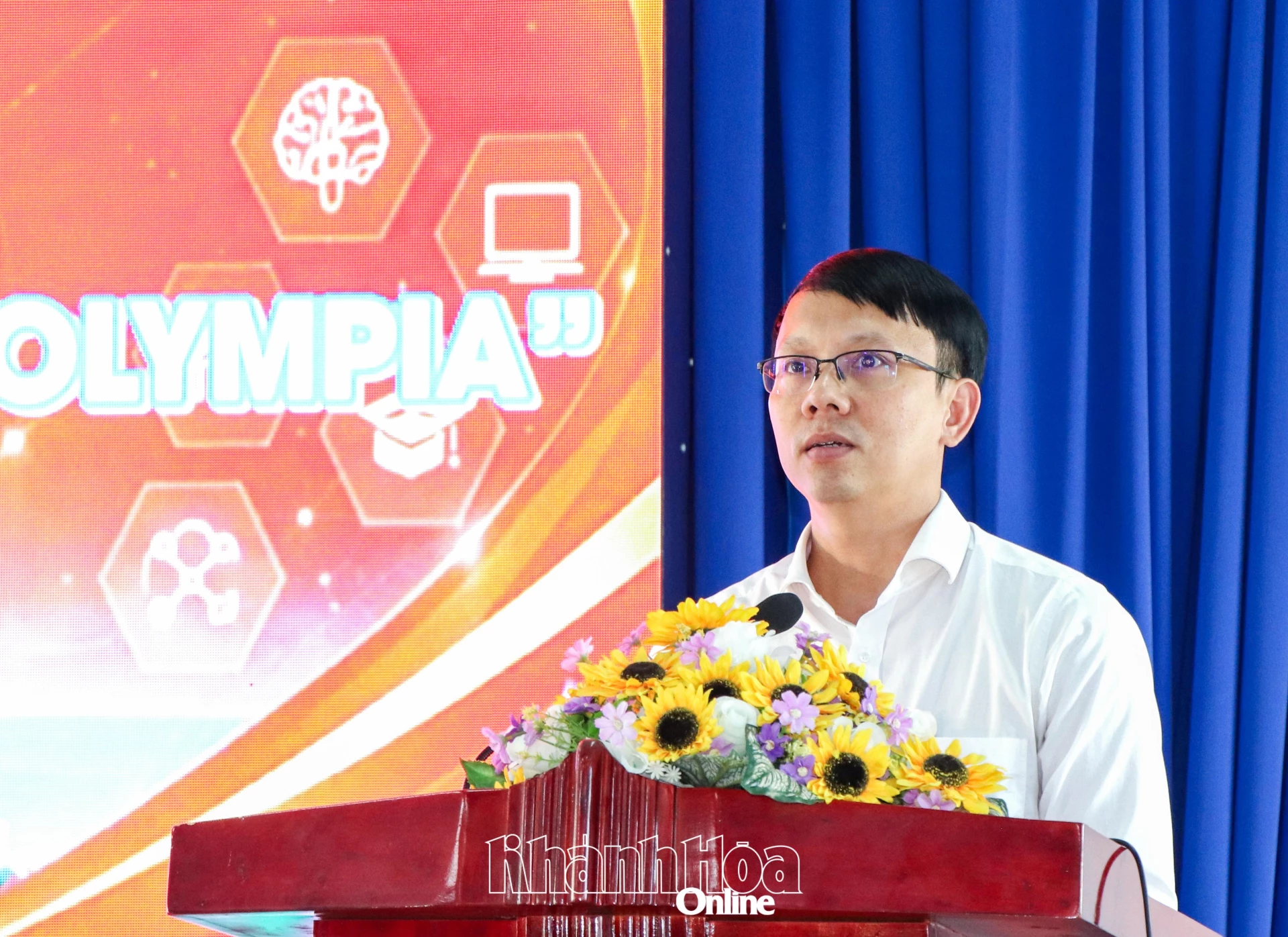 Đồng chí Nguyễn Thanh Hà phát biểu tại lễ xuất quân.